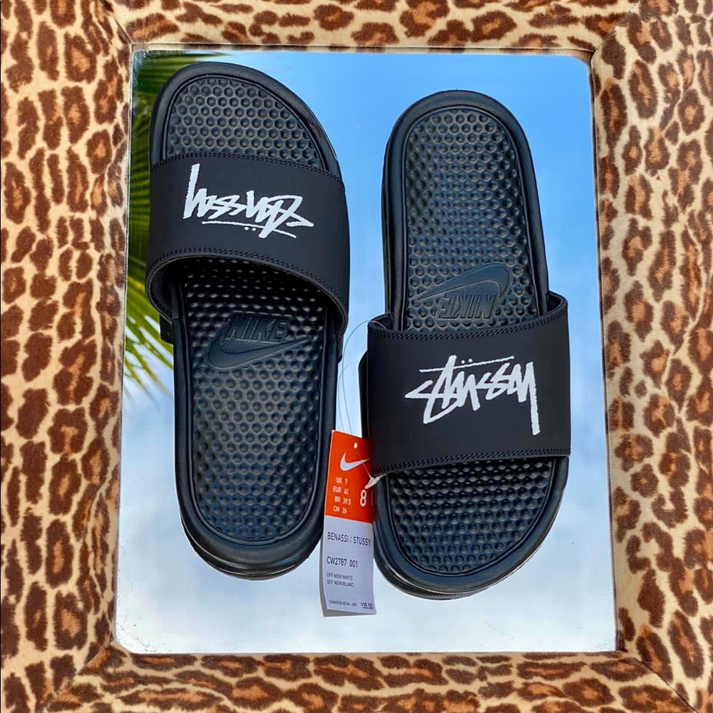 Nike X Stussy Benassi Slides Black Size 8 Men